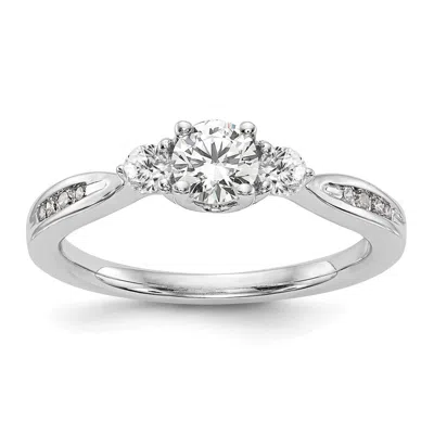 Diamond2deal 14k White Gold Lab Grown Diamond 3-stone Band Ring 0.6ct Clarity- Vs Color- G-h