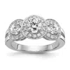 Diamond2deal 14k White Gold Lab Grown Diamond 3-stone Band Ring 1.3ct Clarity- Vs Color- G-h In White