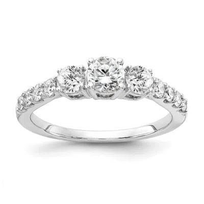 Diamond2deal 14k White Gold Lab Grown Diamond 3-stone Band Ring 1.5ct Clarity- Vs Color- G-h