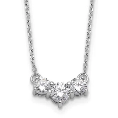 Diamond2deal 14k White Gold Lab Grown Diamond 3 Stone Pendant Necklace 18" Clarity Vs, Color G-h