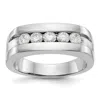Diamond2deal 14k White Gold Lab Grown Diamond 5-stone Band Ring 3/4ct Clarity- Vs Color- G-h In White