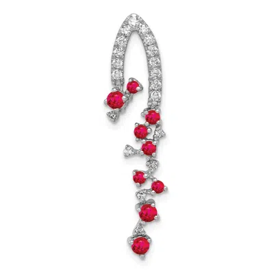 Diamond2deal 14k White Gold Lab Grown Diamond & Created Ruby Pendant (0.21ct, Vs, G-h) In Yellow