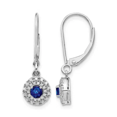Diamond2deal 14k White Gold Lab Grown Diamond And Created Sapphire Dangle Earrings In Metallic