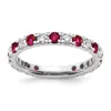 Diamond2deal 14k White Gold Lab Grown Diamond & Ruby Eternity Wedding Band Ring 0.8ct Clarity- Vs Color- G-h In White