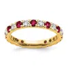 Diamond2deal 14k White Gold Lab Grown Diamond & Ruby Eternity Wedding Band Ring 0.8ct Clarity- Vs Color- G-h In Yellow