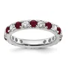Diamond2deal 14k White Gold Lab Grown Diamond & Ruby Eternity Wedding Band Ring 1.2ct Clarity- Vs Color- G-h In White