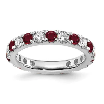 Diamond2deal 14k White Gold Lab Grown Diamond & Ruby Eternity Wedding Band Ring 1.2ct Clarity- Vs Color- G-h