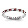 Diamond2deal 14k White Gold Lab Grown Diamond & Ruby Eternity Wedding Band Ring 1/2ct Clarity- Vs Color- G-h In White
