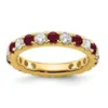 Diamond2deal 14k White Gold Lab Grown Diamond & Ruby Eternity Wedding Band Ring 1.2ct Clarity- Vs Color- G-h In Yellow