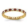 Diamond2deal 14k White Gold Lab Grown Diamond & Ruby Eternity Wedding Band Ring 1/2ct Clarity- Vs Color- G-h In Yellow