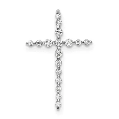 Diamond2deal 14k White Gold Lab Grown Diamond Cross Chain Slide Pendant (0.16ct, Vs, G-h)