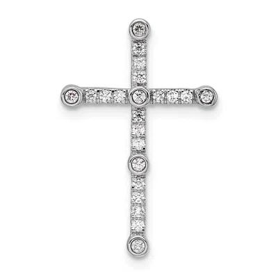 Diamond2deal 14k White Gold Lab Grown Diamond Cross Chain Slide Pendant (0.2ct, Vs, G-h) In Yellow