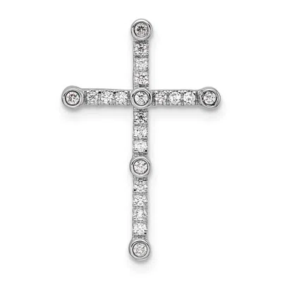 Diamond2deal 14k White Gold Lab Grown Diamond Cross Chain Slide Pendant (0.2ct, Vs, G-h)