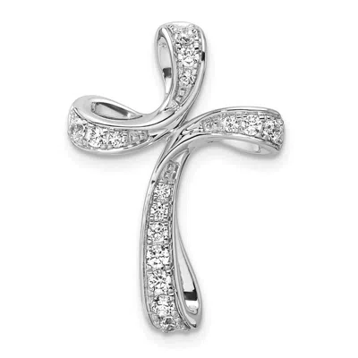 Diamond2deal 14k White Gold Lab Grown Diamond Cross Chain Slide Pendant (0.3ct, Vs, G-h) In Metallic