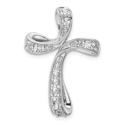 Diamond2deal 14k White Gold Lab Grown Diamond Cross Chain Slide Pendant (0.58ct, Vs, G-h) In Silver