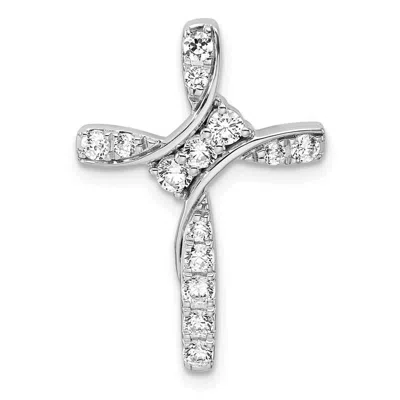 Diamond2deal 14k White Gold Lab Grown Diamond Cross Chain Slide Pendant (0.5ct, Vs, G-h) In Metallic