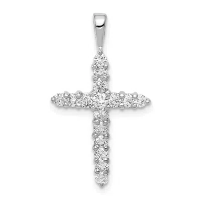 Diamond2deal 14k White Gold Lab Grown Diamond Cross Pendant (0.51ct, Vs, G-h) In Yellow