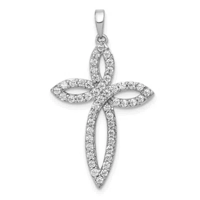 Diamond2deal 14k White Gold Lab Grown Diamond Cross Pendant (0.5ct, Vs, G-h) In Yellow
