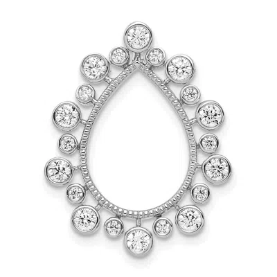 Diamond2deal 14k White Gold Lab Grown Diamond Fancy Teardrop Chain Slide Pendant (0.64ct, Vs, G-h) In Metallic
