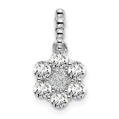 Diamond2deal 14k White Gold Lab Grown Diamond Floral Pendant (0.62ct, Vs, G-h) In Yellow