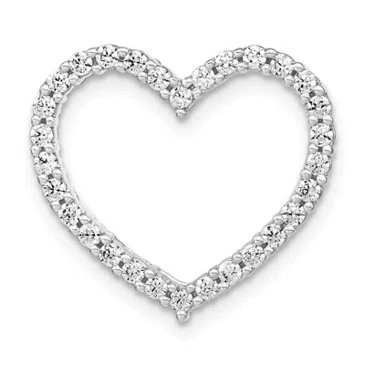 Diamond2deal 14k White Gold Lab Grown Diamond Heart Chain Slide Pendant (0.45ct, Vs, G-h) In Metallic