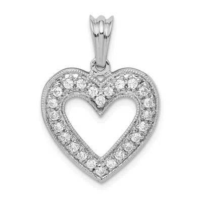 Diamond2deal 14k White Gold Lab Grown Diamond Heart Pendant (0.35ct, Vs, G-h) In Metallic