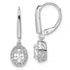 Diamond2deal 14k White Gold Lab Grown Diamond Oval Shape Drop Dangle Earrings In Metallic