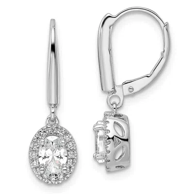 Diamond2deal 14k White Gold Lab Grown Diamond Oval Shape Drop Dangle Earrings In Metallic
