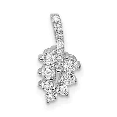 Diamond2deal 14k White Gold Lab Grown Diamond Small Leaf Chain Slide Pendant (0.25ct, Vs, G-h) In Yellow