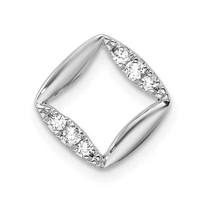 Diamond2deal 14k White Gold Lab Grown Diamond Square Chain Slide Pendant (0.074ct, Vs, G-h) In Metallic