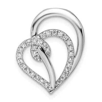Diamond2deal 14k White Gold Lab Grown Diamond Swirl Heart Chain Slide Pendant (0.25ct, Vs, G-h) In Silver