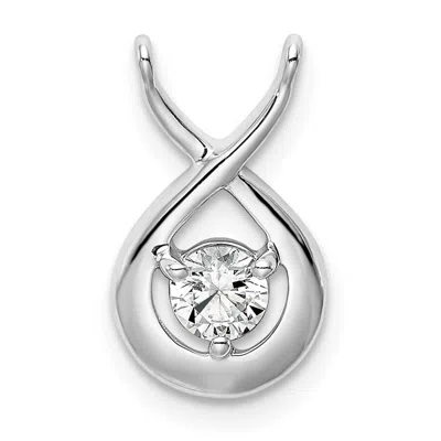 Diamond2deal 14k White Gold Lab Grown Diamond Teardrop Chain Slide Pendant (0.2ct, Vs, G-h) In Metallic