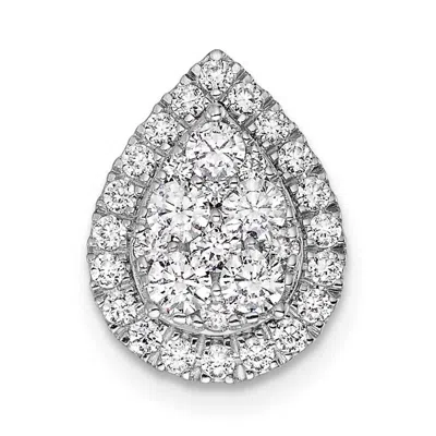 Diamond2deal 14k White Gold Lab Grown Diamond Teardrop Chain Slide Pendant (0.7ct, Vs, G-h) In Silver