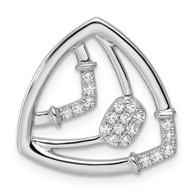 Diamond2deal 14k White Gold Lab Grown Diamond Triangle Chain Slide Pendant (0.2ct, Vs, G-h) In Yellow
