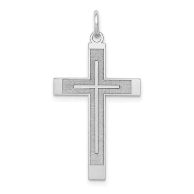 Diamond2deal 14k White Gold Laser Designed Cross Pendant In Gray