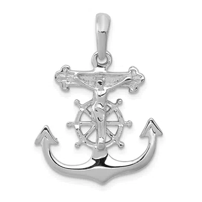 Diamond2deal 14k White Gold Mariner's Cross Pendant