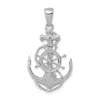 Diamond2deal 14k White Gold Medium Anchor Wheel Pendant In White