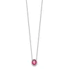 Diamond2deal 14k White Gold Oval Created Ruby And Diamond Halo Pendant Necklace