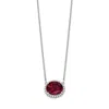 Diamond2deal 14k White Gold Oval Created Ruby And Diamond Halo Pendant Necklace