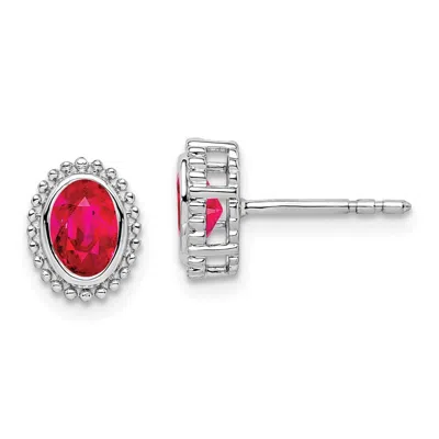 Diamond2deal 14k White Gold Oval Ruby Stud Earrings In Transparent
