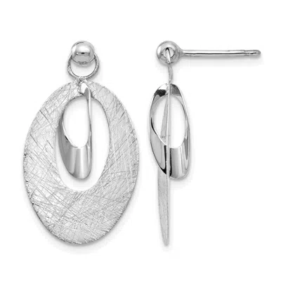 Diamond2deal 14k White Gold Oval Shape Fancy Reversible Dangle Earring In Metallic