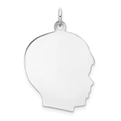 Diamond2deal 14k White Gold Plain Large.013 Depth Facing Right Engravable Boy Charm Pendant In Metallic