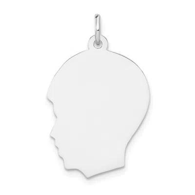 Diamond2deal 14k White Gold Plain Medium.009 Depth Facing Left Engravable Boy Charm Pendant In Metallic