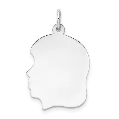 Diamond2deal 14k White Gold Plain Medium.018 Depth Facing Left Engravable Girl Charm Pendant In Silver