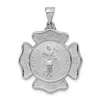 Diamond2deal 14k White Gold Polish Satin St Florian Badge Medal Hollow Pendant In White