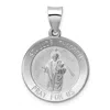 Diamond2deal 14k White Gold Polish Satin St Jude Thaddeus Medal Hollow Pendant In White
