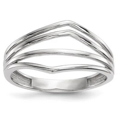 Diamond2deal 14k White Gold Polished 4-bar Ring In Metallic