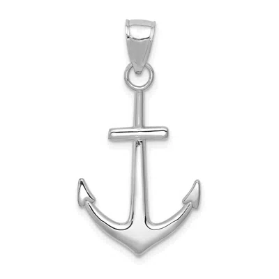 Diamond2deal 14k White Gold Polished Anchor Pendant