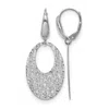 Diamond2deal 14k White Gold Polished And Textured Floral Drop Dangle Earrings In Silver