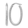 Diamond2deal 14k White Gold Polished And Textured Round Shape Hoop Earrings In Metallic